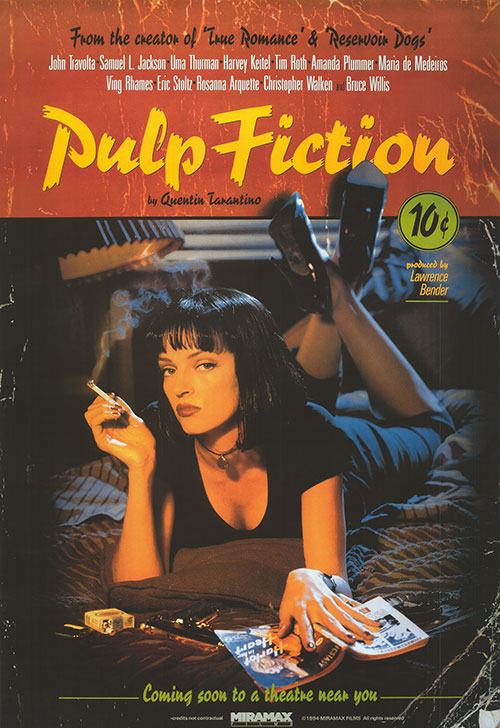 【当時物】90s PULP FICTION ORIGINAL POSTER PULP FICTION (1994) ORIGINAL ADVANCE B MOVIE POSTER - ROLLED
