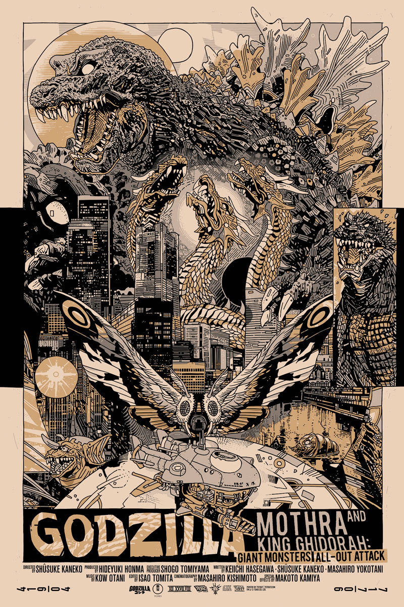 godzilla mothra king ghidorah giant monsters all out attack Godzilla, Mothra and King Ghidorah: Giant Monsters All-Out Attack (Metallic Inks) Posters - Buy Godzilla, Mothra and King Ghidorah: Giant Monsters All-Out Attack (Metallic Inks) Poster Online